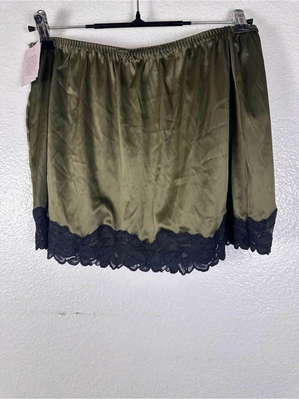 Auden Women's Satin & Lace Lingerie Skirt, L - Moss Green